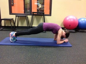 In this position Lauren’s abs are working much more and her shoulders are in a safer position